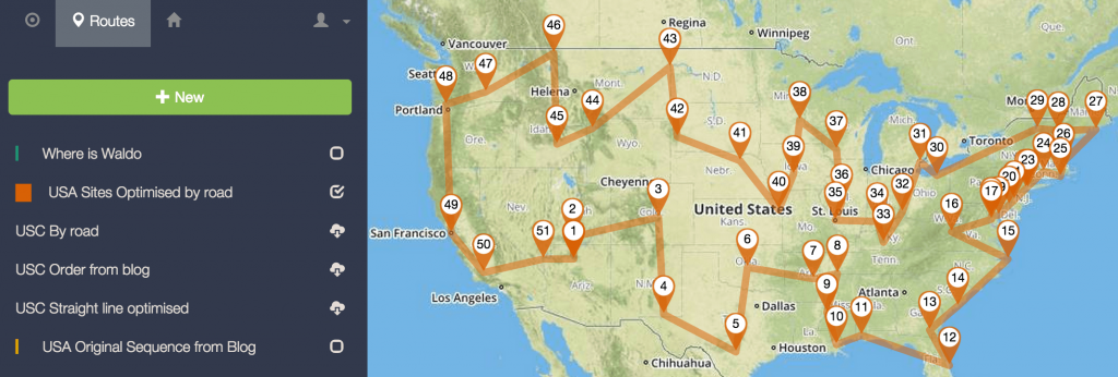 US Historic Sites Intelligent Routing Optimized by road