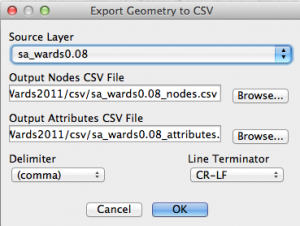MMQGIS Export Geometry to CSV