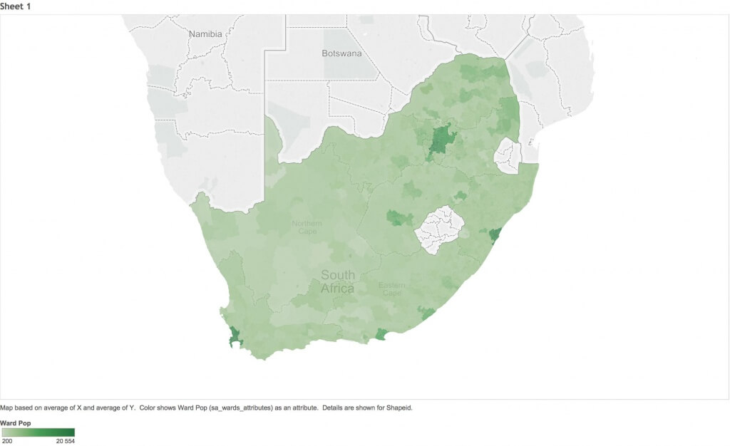 Voter Population Per Municipal Ward in South Africa